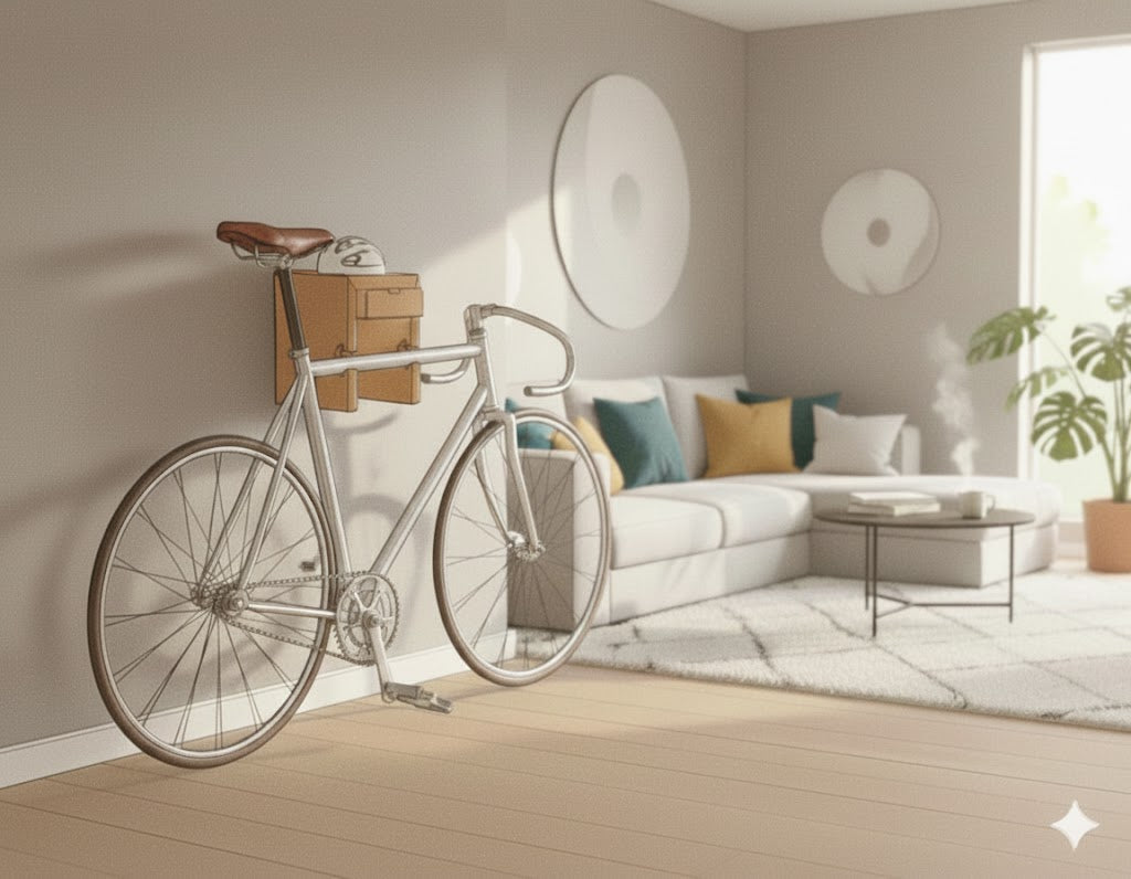 Cykelophæng placeret i en stue